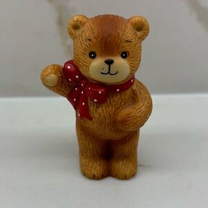 Vintage Enesco Waving Bear with Red Bow Figurine Lucy and Me 80s